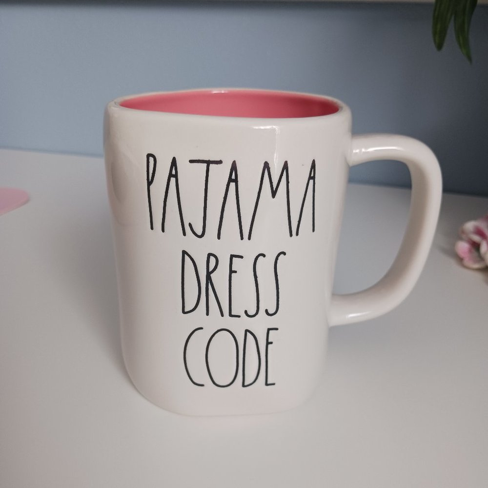 Rae Dunn Pajama Dress Code Mug Pink on the inside